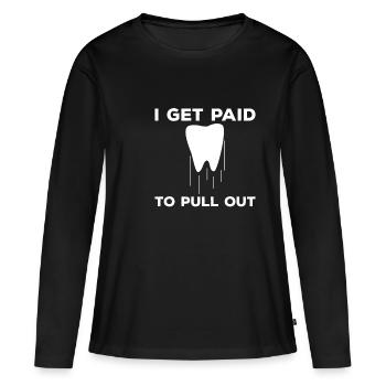 Je suis payé pour sortir ma chemise - T-shirt manches longues Premium bio Femme - noir - Devant - Julia (174cm)