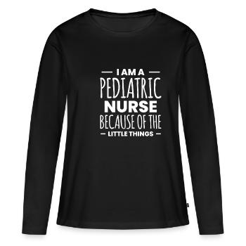 Dans Une infirmière pédiatrique à cause des petites choses - T-shirt manches longues Premium bio Femme - noir - Devant - Julia (174cm)