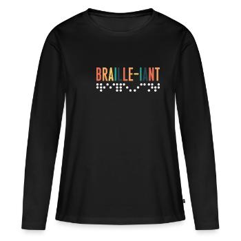 Vintage Retro Braille IANT Braille - T-shirt manches longues Premium bio Femme - noir - Devant - Julia (174cm)