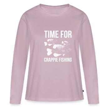 Il est temps pour la chemise de pêche Crappie - T-shirt manches longues Premium bio Femme - rose poudré - Devant - Julia (174cm)