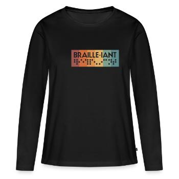 Vintage Retro Braille IANT Braille - T-shirt manches longues Premium bio Femme - noir - Devant - Julia (174cm)