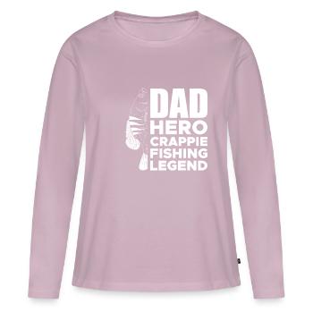 Papa Héros Crappie Légende de la pêche - T-shirt manches longues Premium bio Femme - rose poudré - Devant - Julia (174cm)