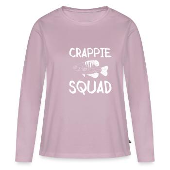 Cadeau de chemise Crappie Squad - T-shirt manches longues Premium bio Femme - rose poudré - Devant - Julia (174cm)