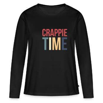 Cadeau Crappie Time Shirt - T-shirt manches longues Premium bio Femme - noir - Devant - Julia (174cm)