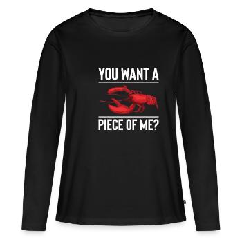 Tu veux un morceau de moi? Chemise d’écrevisse - T-shirt manches longues Premium bio Femme - noir - Devant - Julia (174cm)