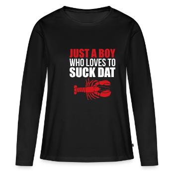Juste un garçon qui aime sucer la chemise dat écrevisse - T-shirt manches longues Premium bio Femme - noir - Devant - Julia (174cm)
