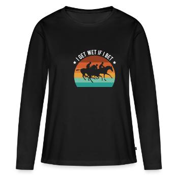 Je me mouille si je parie cadeau de chemise - T-shirt manches longues Premium bio Femme - noir - Devant - Julia (174cm)