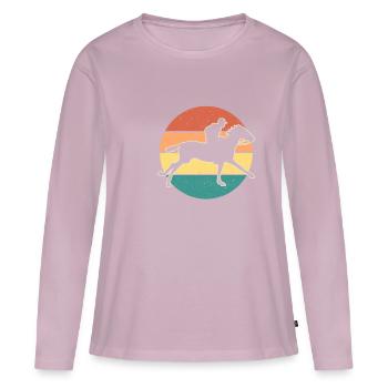 Cadeau rétro vintage du jour de la course - T-shirt manches longues Premium bio Femme - rose poudré - Devant - Julia (174cm)