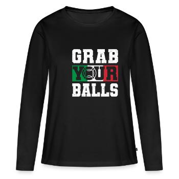 Prenez vos balles de boccia joueur de balle - T-shirt manches longues Premium bio Femme - noir - Devant - Julia (174cm)