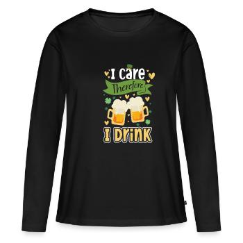 Je me soucie donc je bois chemise - T-shirt manches longues Premium bio Femme - noir - Devant - Julia (174cm)
