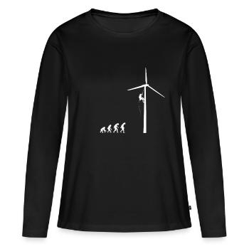 Evolution Wind Turbine Wind Energy Shirt Cadeau - T-shirt manches longues Premium bio Femme - noir - Devant - Julia (174cm)