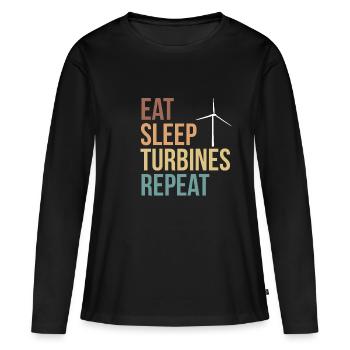 Manger des turbines de sommeil Répéter Chemise Cadeau - T-shirt manches longues Premium bio Femme - noir - Devant - Julia (174cm)