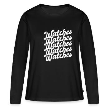 Vintage Retro Watches Uhren - Frauen Premium Bio Langarmshirt - Schwarz - Vorne - Julia (174cm)