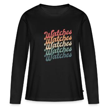 Vintage Retro Watches Uhren - Frauen Premium Bio Langarmshirt - Schwarz - Vorne - Julia (174cm)