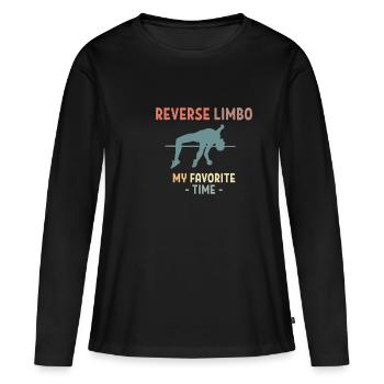 Reverse Limbo My Favorite Time Shirt - Frauen Premium Bio Langarmshirt - Schwarz - Vorne - Julia (174cm)