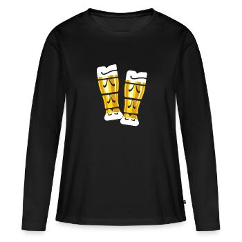 Durst - Bier trinken - Weizenbier - anstoßen - Frauen Premium Bio Langarmshirt - Schwarz - Vorne - Julia (174cm)