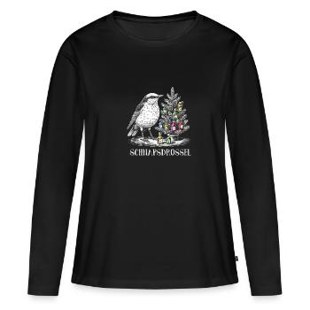 Schnaps Drossel Vogel Weihnachten - Frauen Premium Bio Langarmshirt - Schwarz - Vorne - Julia (174cm)