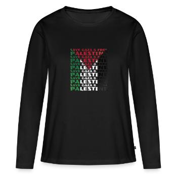 Free Palestine Save Gaza Naher Osten - Frauen Premium Bio Langarmshirt - Schwarz - Vorne - Julia (174cm)