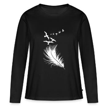 Feder - Frauen Premium Bio Langarmshirt - Schwarz - Vorne - Julia (174cm)