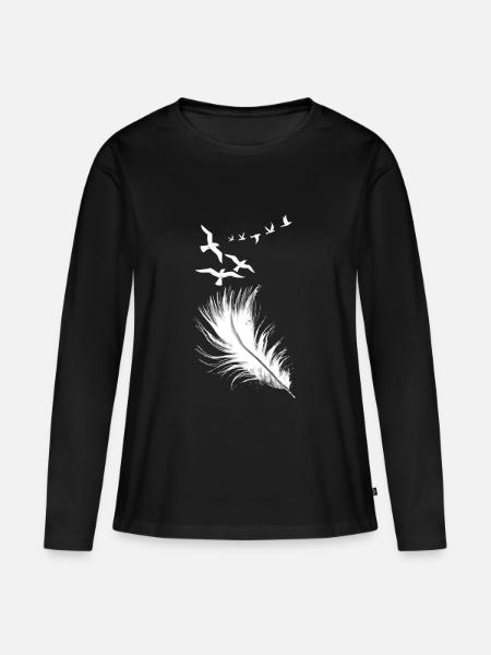 Feder - Frauen Premium Bio Langarmshirt - Schwarz