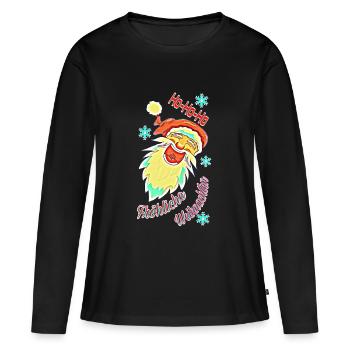 Père Noël - T-shirt manches longues Premium bio Femme - noir - Devant - Julia (174cm)