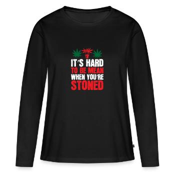 C’est difficile d’être méchant quand on est stoned t-shirt - T-shirt manches longues Premium bio Femme - noir - Devant - Julia (174cm)