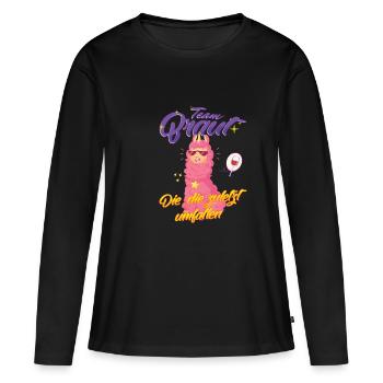 Team Braut Llama Die zuletzt umfallen - Frauen Premium Bio Langarmshirt - Schwarz - Vorne - Julia (174cm)