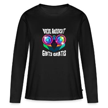 Cette vue est gratuite ! - T-shirt manches longues Premium bio Femme - noir - Devant - Julia (174cm)