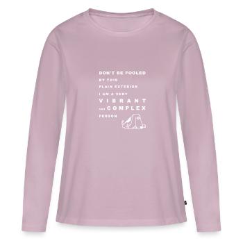 Citation drôle de chien texte blanc - T-shirt manches longues Premium bio Femme - rose poudré - Devant - Julia (174cm)