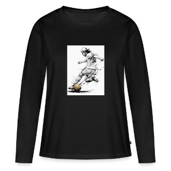 Dynamique Noir Et Blanc Joueur De Football Fussballer - T-shirt manches longues Premium bio Femme - noir - Devant - Julia (174cm)