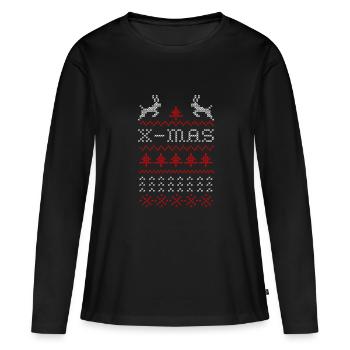 X-mas ugly sweater design for green - Women's Premium Organic Long Sleeve Shirt - black - Front - Julia (174cm)
