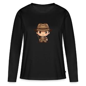 archéologue - T-shirt manches longues Premium bio Femme - noir - Devant - Julia (174cm)