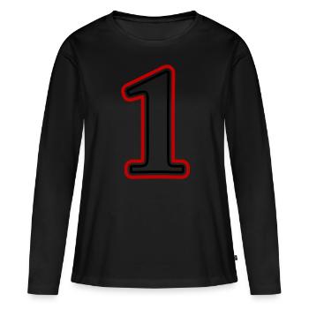 1 Numéro de numéro - T-shirt manches longues Premium bio Femme - noir - Devant - Julia (174cm)