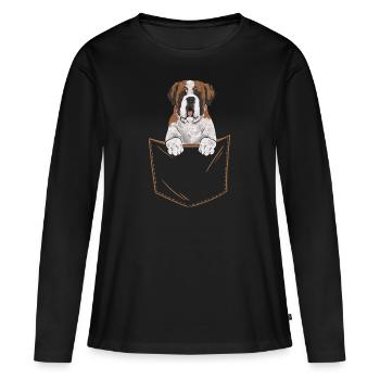 St. Bernard St. Bernard Dog Dog - Women's Premium Organic Long Sleeve Shirt - black - Front - Julia (174cm)