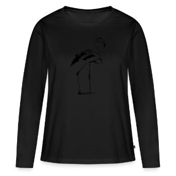 Flamant - T-shirt manches longues Premium bio Femme - noir - Devant - Julia (174cm)
