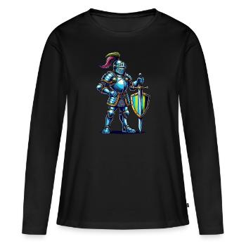 Bande dessinée Knight - T-shirt manches longues Premium bio Femme - noir - Devant - Julia (174cm)
