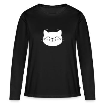 Funny Kawaii Cat Face - Women's Premium Organic Long Sleeve Shirt - black - Front - Julia (174cm)