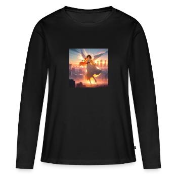 Ange dans le ciel - T-shirt manches longues Premium bio Femme - noir - Devant - Julia (174cm)