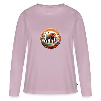 African Elephant Design - Women's Premium Organic Long Sleeve Shirt - dusky pink - Front - Julia (174cm)