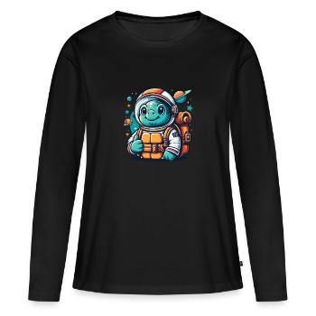 Tortue de l’espace - T-shirt manches longues Premium bio Femme - noir - Devant - Julia (174cm)