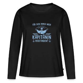 Seglerin Bootsführerschein Segelboot Kapitänin - Frauen Premium Bio Langarmshirt - Schwarz - Vorne - Julia (174cm)