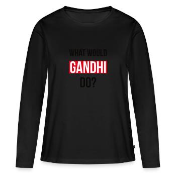Que ferait Gandhi? wwgd wwjd - T-shirt manches longues Premium bio Femme - noir - Devant - Julia (174cm)