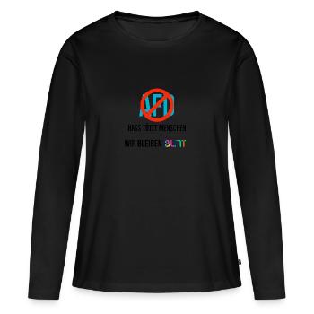 Hass tötet Menschen wir bleiben bunt - Frauen Premium Bio Langarmshirt - Schwarz - Vorne - Julia (174cm)