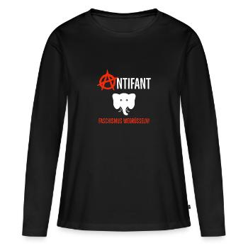 Antifant Faschismus Wegrüsseln! - Frauen Premium Bio Langarmshirt - Schwarz - Vorne - Julia (174cm)