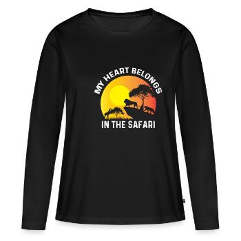 Gehört in Safari Backpacker Geschenk - Frauen Premium Bio Langarmshirt - Schwarz - Vorne - Julia (174cm)