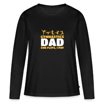 Soutien des pères de gymnastique avec fierté - T-shirt manches longues Premium bio Femme - noir - Devant - Julia (174cm)