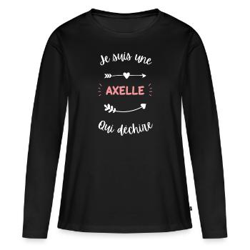 Je suis une Axelle qui déchire - T-shirt manches longues Premium bio Femme - noir - Devant - Julia (174cm)