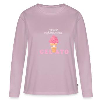 The best medicine for stress is gelato creamy m - Women's Premium Organic Long Sleeve Shirt - dusky pink - Front - Julia (174cm)