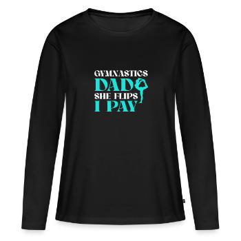 Soutien des pères de gymnastique avec fierté - T-shirt manches longues Premium bio Femme - noir - Devant - Julia (174cm)