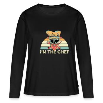 Je suis le Chef Chef Gift - T-shirt manches longues Premium bio Femme - noir - Devant - Julia (174cm)